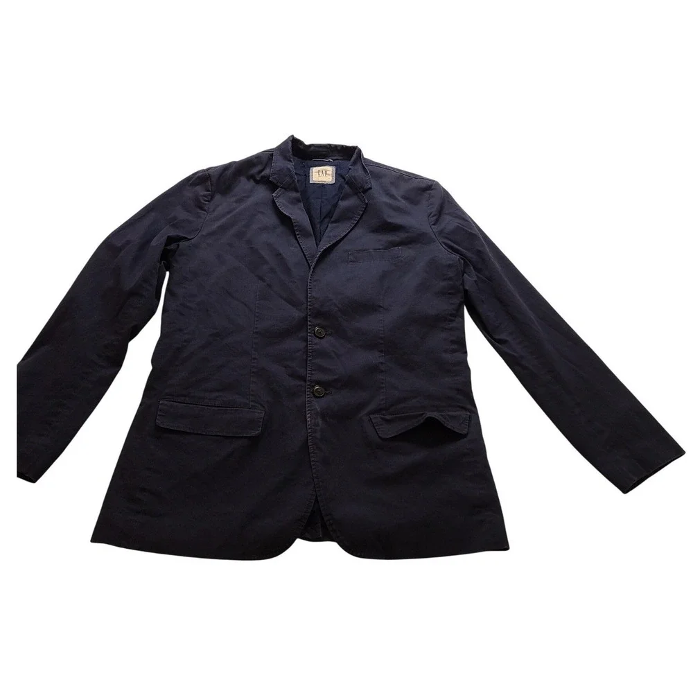 Gap Men's Navy Blue Cotton Twill Casual Blazer Jacket Size Large Tall L T Office